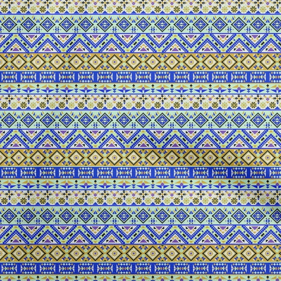 oneOone Cotton Cambric Sky Blue Fabric African Tribal Sewing Material Print Fabric By The Yard 42 Inch Wide