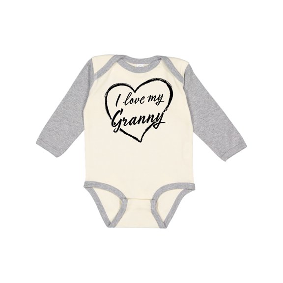Inktastic I Love My Granny in Black Chalk Heart Boys or Girls Long Sleeve Baby Bodysuit