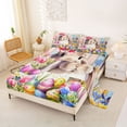 thumbnail image 2 of Erosebridal Colorful Easter Eggs Kids Full Size Sheets,Colorful Blossom Tulip Kawaii Rabbit Bed Sheets For Girls 4pcs, 2 of 6