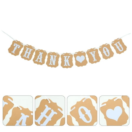 ROSENICE Happy Wedding Banner Paper Bunting Banner Brown 9Pcs Banners 5.31X4.13X0.04in