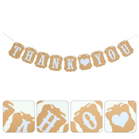 ROSENICE Happy Wedding Banner Paper Bunting Banner Brown 9Pcs Banners 5.31X4.13X0.04in