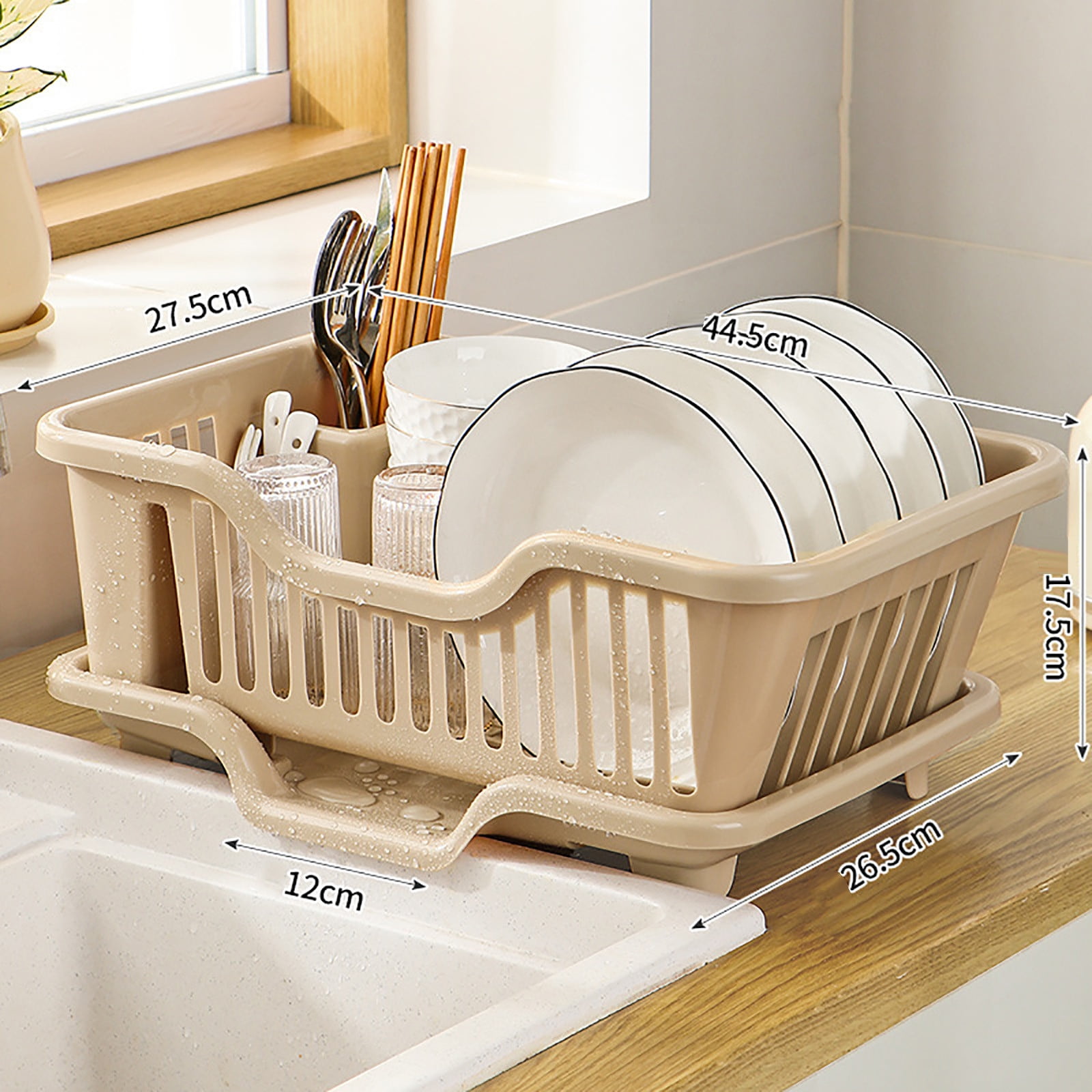 AYktou Dish Drying Rack,Dish Racks for Kitchen Counter,Mini Dish Rack with Drainboard,Dish Drainer & Tray Kitchen Sink Organizer for Small Spaces,Apartments,Boats,and More