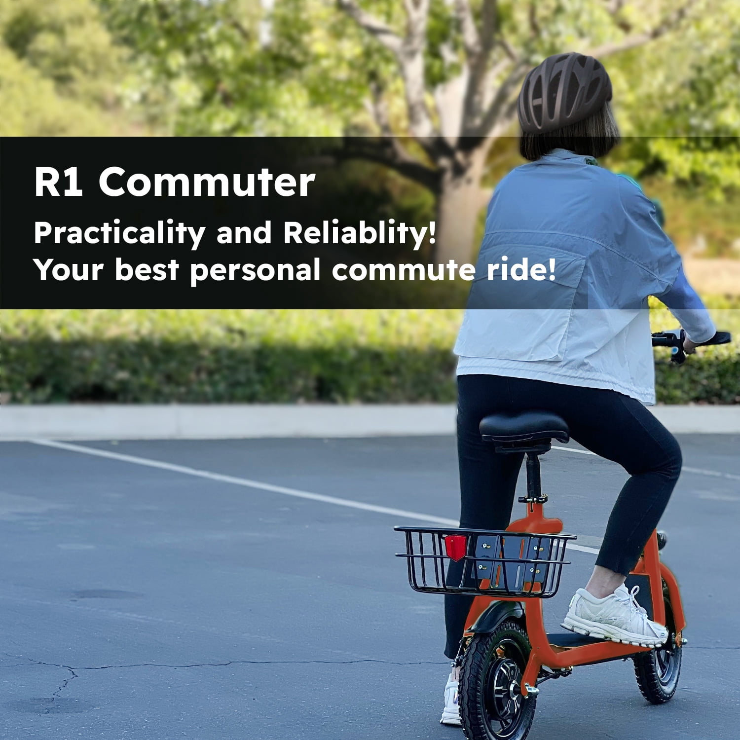 Phantomgogo Commuter R1 - Electric Scooter for Adults - Foldable Scooter with Seat & Carry Basket 15MPH 265lbs Max Load E Mopeds for Adults (Red)