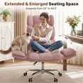 thumbnail image 4 of Hawsaiy Big and Tall Office Chair, Flip Armrests with Side Pockets, Comfy Criss Cross Office Chair with Extra-Wide Plush Seat, 150° Reclining Executive Office Chair, Chenille Upholstery, Pink, 4 of 12