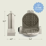 bella Flip-n-Store Belgian Waffle Maker with EverGood™ Ceramic Nonstick Coating, Power Indicator Light & Cool-Touch Handle, Oatmilk