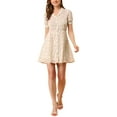 thumbnail image 2 of MODA NOVA Junior's V Neck Floral Short Sleeve Above Knee Shirt Dress, 2 of 6