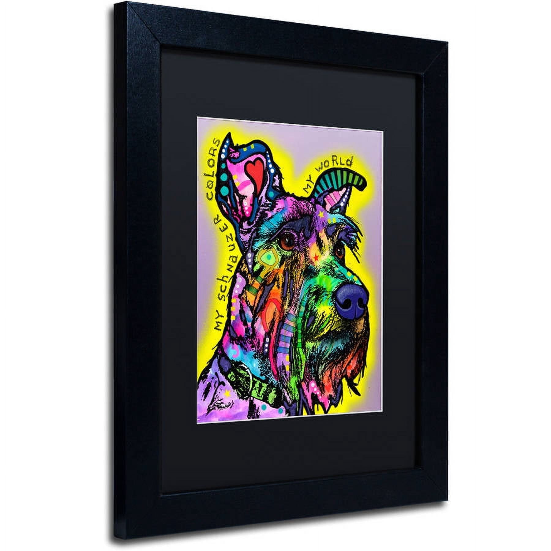 Trademark Fine Art "My Schnauzer" Canvas Art by Dean Russo, Black Matte, Black Frame
