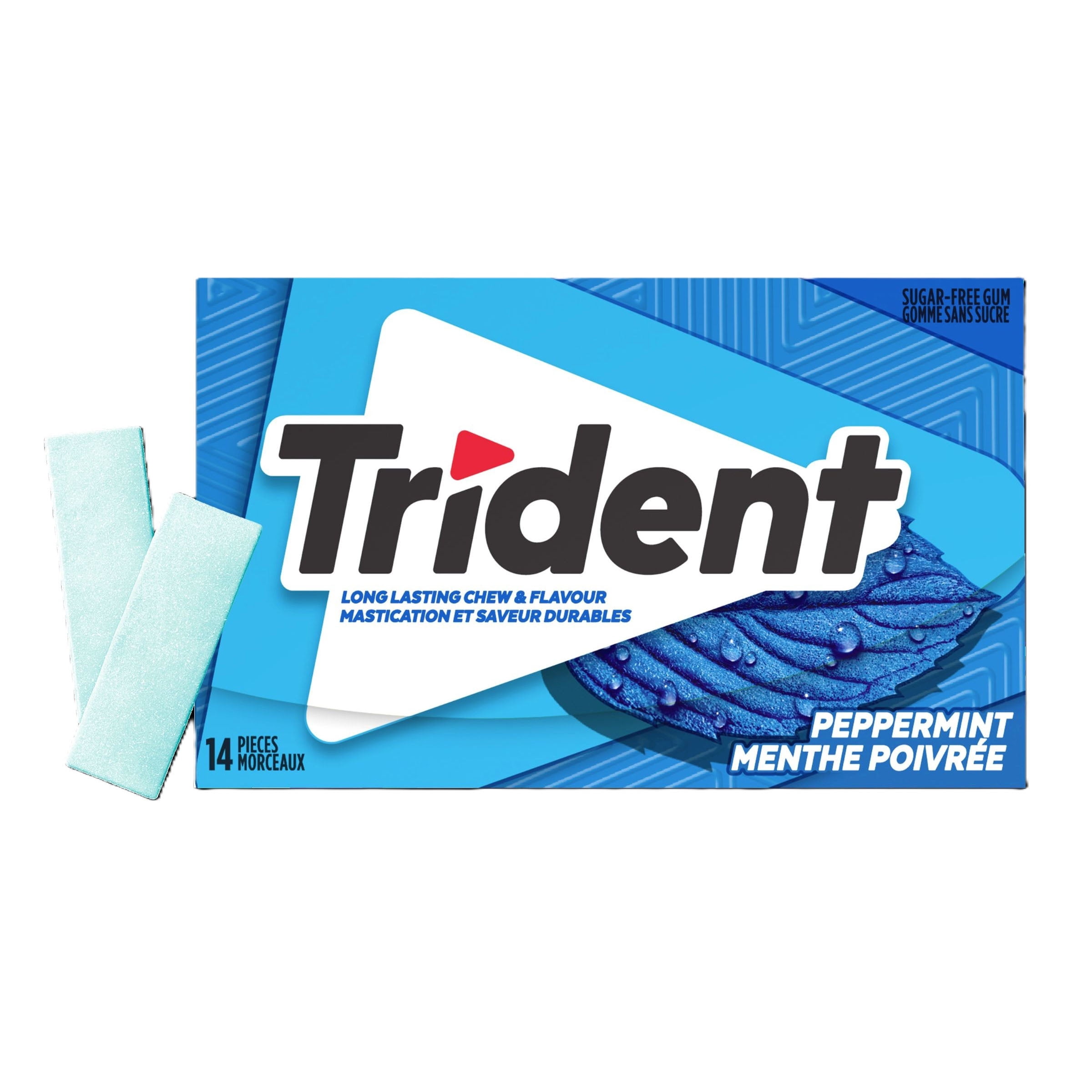 Trident, Multipaquet de gomme sans sucre menthe poivrée, 3 paquets (42 pièces
