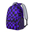 thumbnail image 2 of Purple and Black Wavy Checkered Pattern Backpack for School, Cute School Bag with Adjustable Shoulder Straps and Padded Back, 15.3"x11"x6.7", 2 of 5