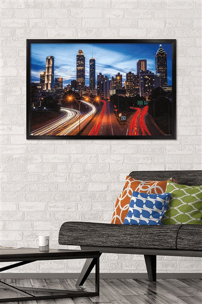 Cityscapes - Atlanta, Georgia Wall Poster, 22.375" x 34", Framed