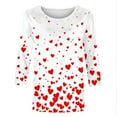 thumbnail image 4 of KIHOUT New Arrivals Fashion Tops Womens Valentine's Day Shirts 3/4 Sleeves Blouse Round Neck Heart Printed Casual Top,Size S-3XL, 4 of 5