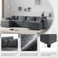 thumbnail image 6 of 136" Chenille Modular Sectional Sofa with Deep and Wide Seat, U-Shaped Cloud Couch Set with Double Cushions, 6 Seat Sofa with Movable Ottoman, Oversized Indoor Furniture (Gray), 6 of 11