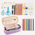 thumbnail image 5 of 1pcs Scalable Canvas Pencil Case Small Pocket Pencil Case Large Capacity Solid Color Pencil Case Girls Boys Pencil Case (Purple), 5 of 5