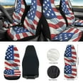 thumbnail image 2 of Yuyamidu American Flag Front Car Seat Cover Set Patriotic Steering Wheel Cover Seat Belt Pads Armrest Cover Coasters Trash Bin Air Vent Bag Cup Holders Rearview Mirror Cover Key Ring, 12 PCS, 2 of 7