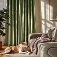 thumbnail image 4 of Curtainking Velvet Blackout Curtains Christmas Curtains 84 inches Length Thermal Insulated Soft Drapes for Bedroom Living Room Rod Pocket Window Curtains 2 Panels Pea Green, 4 of 7