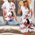 thumbnail image 2 of Garronmavis Plum Blossom Cat Couple Matching Outfit Womens Short Sleeve Dress Flowy Beach Party Dresses Size 3XL and Mens Button Down Shirt Soft Hawaiian Blouse Tops, 2 of 7