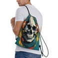 thumbnail image 4 of Yiaed Modern Hip-Hop Skull Print Drawstring Bags Drawstring Backpack Bulk String Back Pack Gym Sport Bag-Medium, 4 of 5