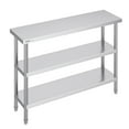 thumbnail image 1 of VEVOR Stainless Steel Food Prep Table, 14 x 48 x 34 Inch Commercial Kitchen Worktable, with 2 Adjustable Undershelf, Heavy Duty Prep Table Metal Work Table for BBQ, Kitchen, Home, and Garage, 1 of 9