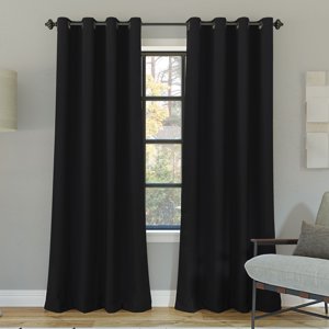 Sun Zero Oslo 100% Blackout Grommet Curtain, 52" x 63", Black