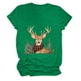 thumbnail image 4 of larppty Women Short Sleeve Christmas Reindeer Graphic Crew Neck T-Shirt (Green, 3XL), 4 of 6