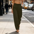 thumbnail image 2 of VEKDONE Women's Formal Dress Pants Solid Color Bissiness Straight Trousers Summer Casual Elastic Waist Suit Pants Button Zipper Office Work Long Pants with Pockets Army Green XXL, 2 of 5