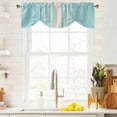 thumbnail image 3 of Aqua Beige Striped Tie Up Valance Curtains for Windows, Kitchen Curtains Window Treatments, Modern Farmhouse Retro Lines Short Window Shades Valances for Bedroom Bathroom Cafe 42"x18", 3 of 8