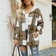 thumbnail image 4 of Abrigo de lana para mujer Abrigo para niñas Patrón de cuadros con capucha de moda para primavera Otoño Invierno Amarillo M, 4 of 7