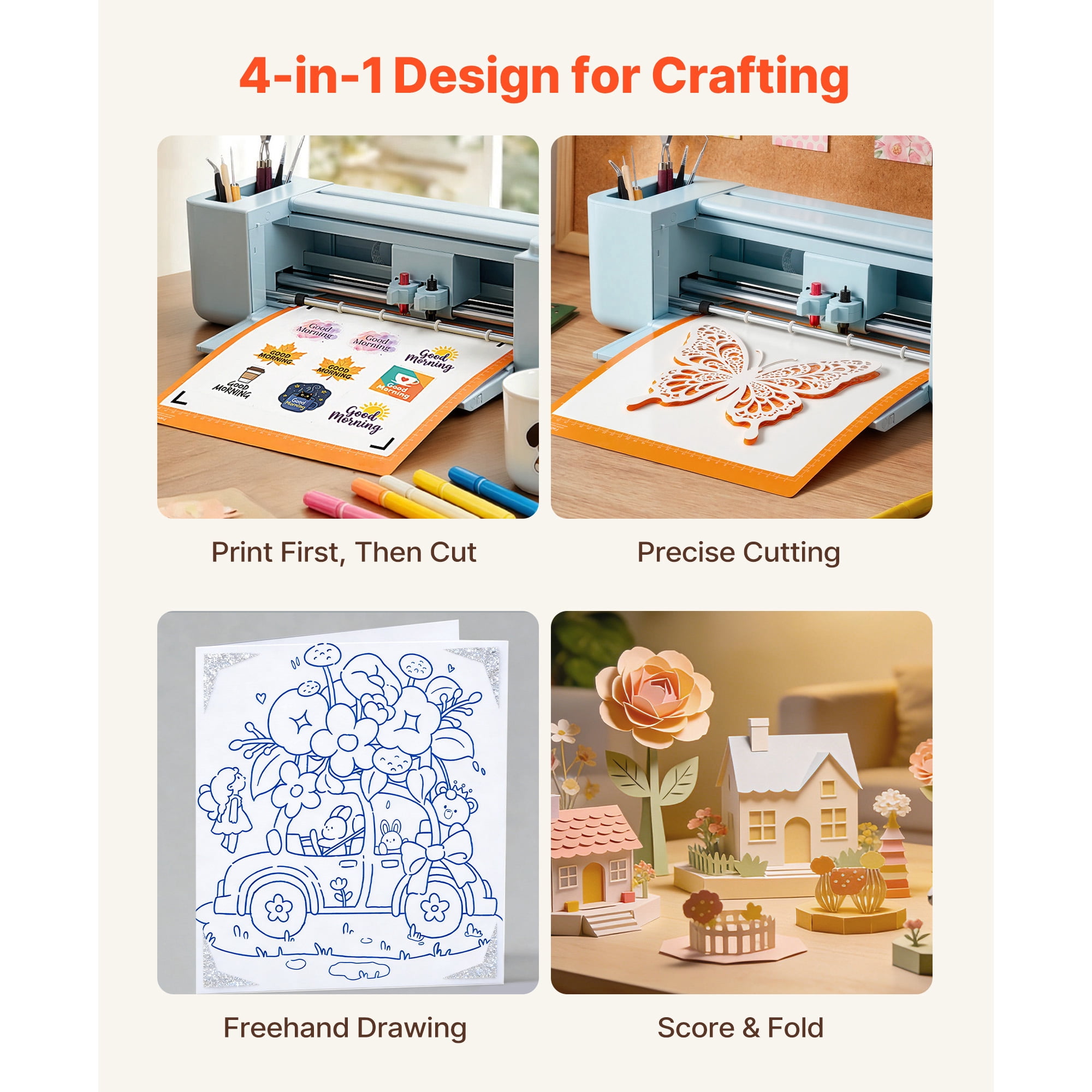 KFFKFF 12-inch Vinyl Cutting Machine with Button Controls, Over 5000 Built-in Design Options, Compatible with Mac, Windows, Android, and iOS for Personalized Crafts, Cards, and Home Decorations