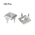 thumbnail image 3 of 100 Pack Pyramid Rivets for Clothing, 4mm 4-Jaw Square Rivets, Silver Metal Pyramid Studs Handicraft, 3 of 7