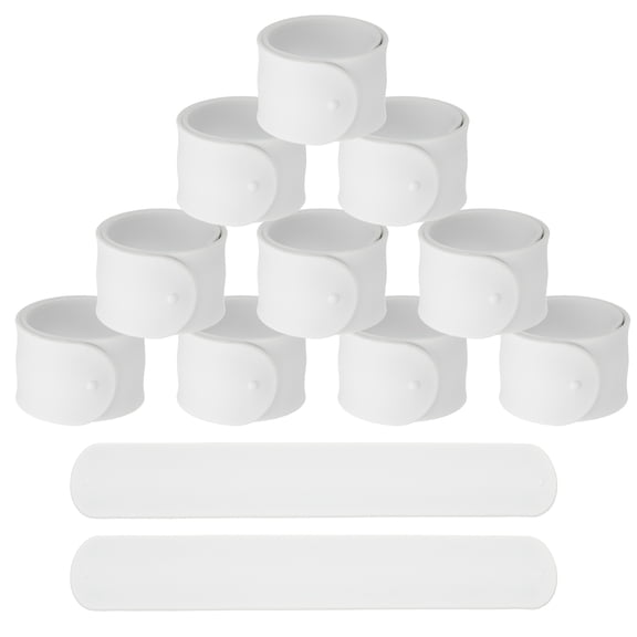 Uxcell Slap Bracelets, Silicone Charm Bracelets Snap Band - 12Pcs Fitting for (Birthday Holiday Exchanging Gifts Party Favors Crafts Project DIY Prizes) 8.5" & White