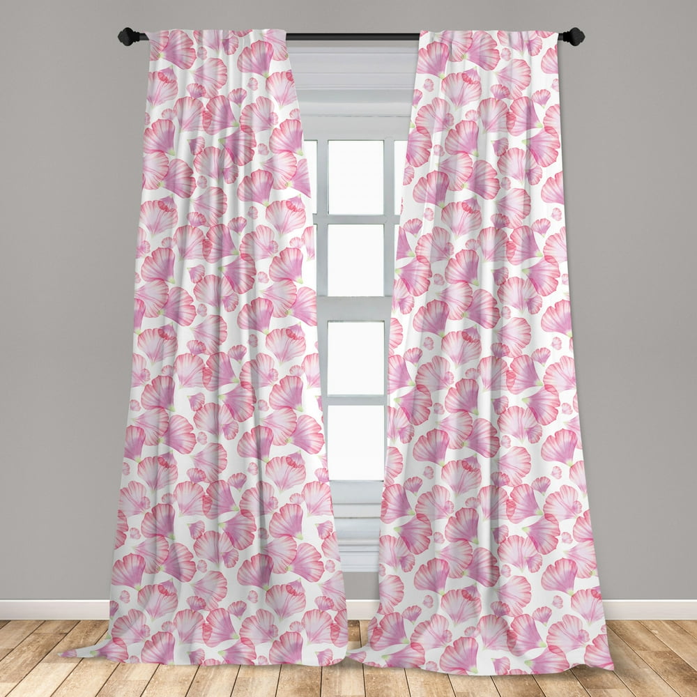 Watercolor Flowers Curtains 2 Panels Set, Pastel Petals Romantic Rose ...