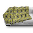 thumbnail image 3 of Grey and Yellow Soft Flannel Fleece Throw Blanket, Orietal Paisley Floral Design Ivy Swilrs Image, Cozy Plush for Indoor and Outdoor Use, 60" x 80", Charcoal Grey White, by Ambesonne, 3 of 6