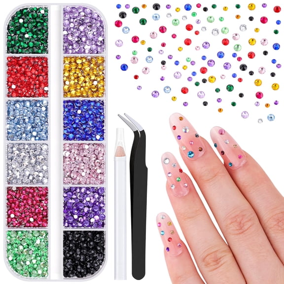 RAGUPEL 5000Pcs Small Rhinestones for Nail Art,Colorful Gems Bedazzling Nails Gems Mini Resin Colored Gemstones,Colorful Nails Rhinestones,Nail Charms,Colorful Rhinestones Kit