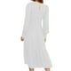 thumbnail image 2 of Vestidos largos de mujer Color sólido Casual una línea vestido de manga larga cuello redondo otoño Swing vestido de fiesta de vacaciones vestido de verano para damas, 2 of 3