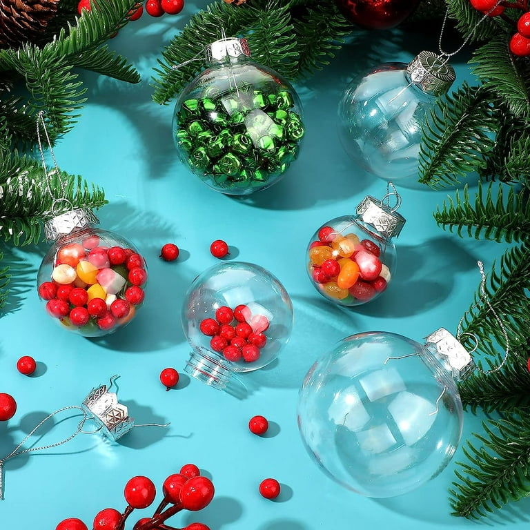 Holiday Style Fillable Clear Plastic Christmas Ball Ornaments, 2ct. Pk  2.375