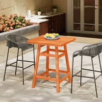 Costaelm Paradise 30" Square Outdoor Patio Counter High Bistro Bar Table With Umbrella Hole, Orange