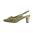 thumbnail image 3 of FLORAL Bloom Women Wide Width Falbala Trim With Rhinestone Slingback Shoes GOLD 10.5, 3 of 6