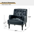 thumbnail image 4 of Faux Leather Upholstered Tufted Armchair Lounge Accent Chair Single Sofa with Wooden Turned Legs Living Room Navy, 4 of 6