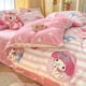 thumbnail image 2 of Sanrio Kuromi My melody Cinnamoroll Hello Kitty, juego de sábanas gruesas de terciopelo con leche y estampado de dibujos animados de invierno, juego de tres piezas, 2 of 5