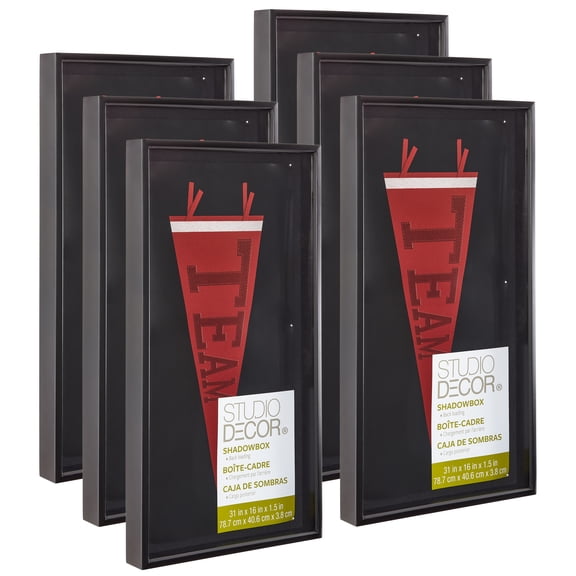 16" x 31" Black Shadow Box by Studio Decor - Memory Box Display Case for Keepsakes - Mementos - Memorabilia - Bulk 6 Pack