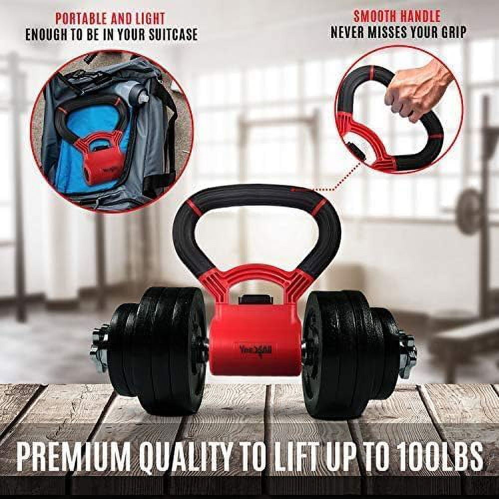 Yes4Al Combo Pair Kettlebell Grip/Weightlifting Kettlebell/Dumbbell Grip Handle - Convert Dumbbells into Kettlebell