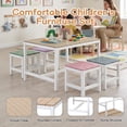 thumbnail image 2 of Ktaxon 5Pcs Outdoor Kids Picnic Table, Child Wooden Table Set with 4 Chairs, Children Activity Furniture Set for Patio Porch Backyard (Khaki Table), 2 of 9