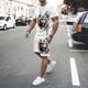 thumbnail image 2 of Nueva camiseta de manga corta + pantalón corto con estampado 3D de grafiti de animales para hombre de verano, traje deportivo informal, 2 of 5