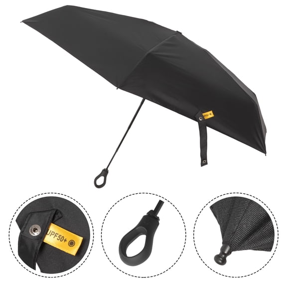 FOMIYES Portable Black Foldable Umbrella Outdoor Travel Umbrella with Windproof Design and Uv Protection