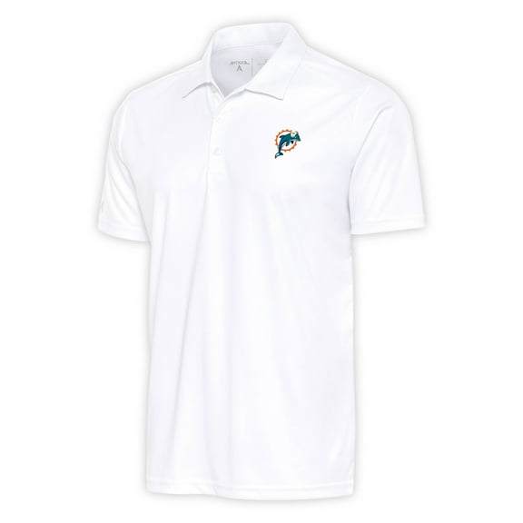 Men's Antigua White Miami Dolphins Team Logo Throwback Tribute Polo