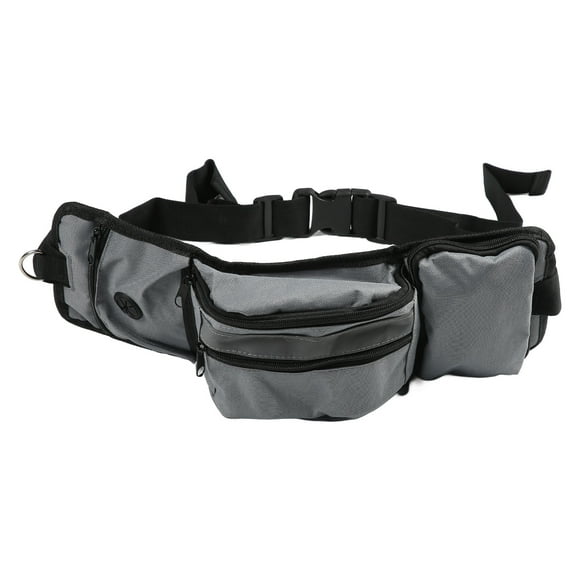 Riñonera reflectante de gran capacidad para entrenamiento de perros, con portabotellas y dispensador de bolsas para excrementos, color gris