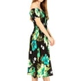 thumbnail image 4 of Sakkas Nur Women's Smock Elastic Cocktail Midi Sleeve Off Shoulder Floral Dress - B-Green - One Size, 4 of 5