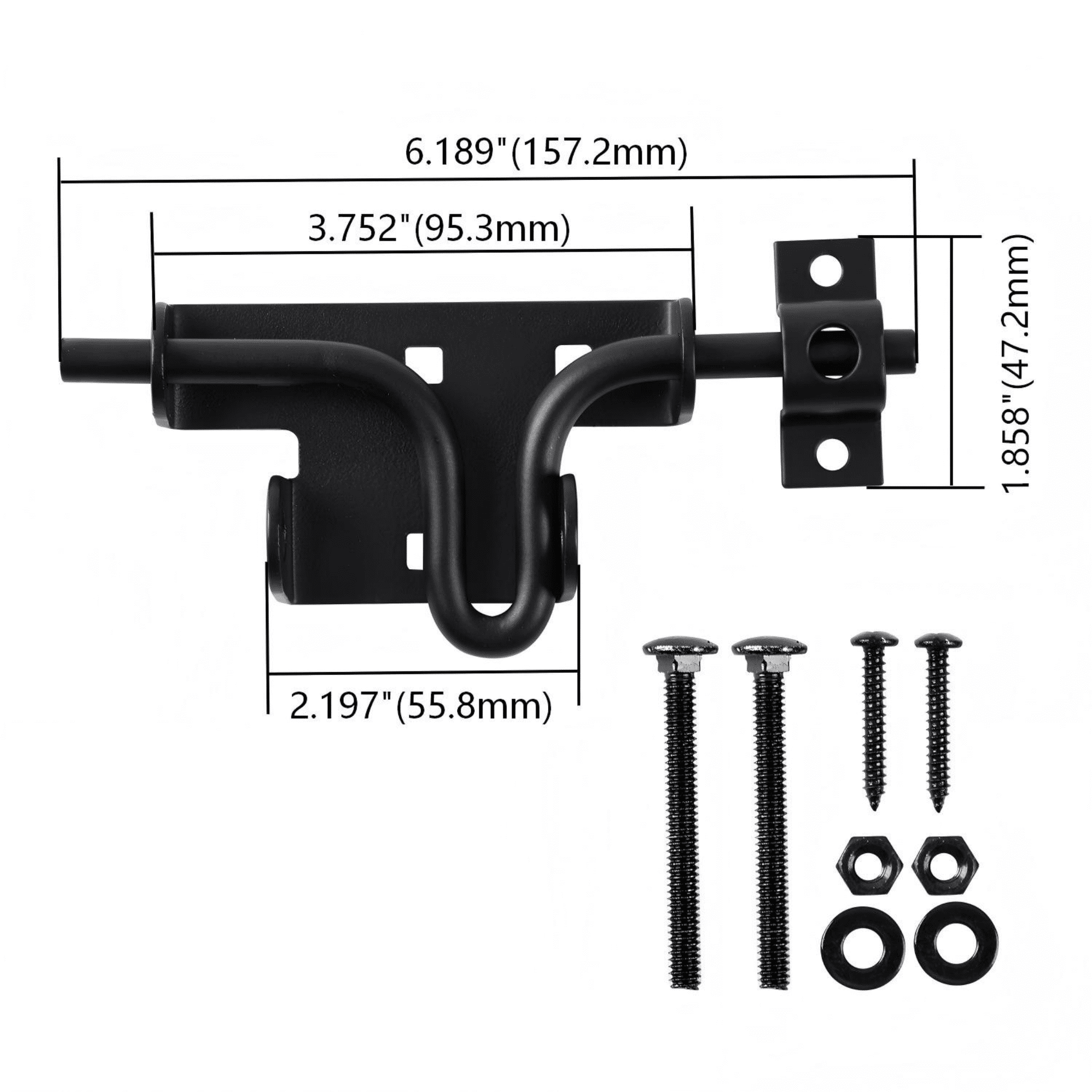 Hyper Tough 6-1/2 in Slide Action Barrel Bolt, Steel, Black