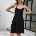 thumbnail image 5 of Gibobby Vestido Causal para Mujer de Verano Vestido de verano de color sólido doblado para pastel Vestido sin mangas con tirantes para mujer(Negro,M), 5 of 5
