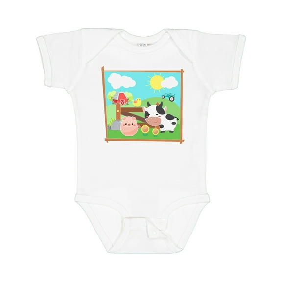 Inktastic Farm Animals with Cow, Chick and Pig Boys or Girls Baby Bodysuit